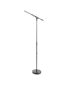 K&M Microphone Floor Stand and Boom Arm 0.8m to 1.5m with Round Base