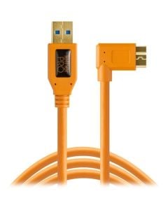 Tether Tools USB 3.0 Type-A Male to Micro-USB Right-Angle Male Cable (15', Orange)