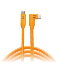 Tether Tools TetherPro USB Type-C Male to USB Type-C Male Cable (15 ft, Orange) Right Angle Cable