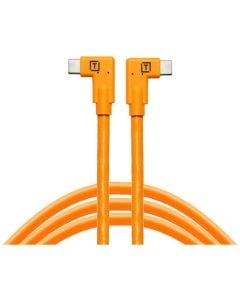 Tether Tools TetherPro Dual Right-Angle USB-C Cable (15', High-Visibility Orange)