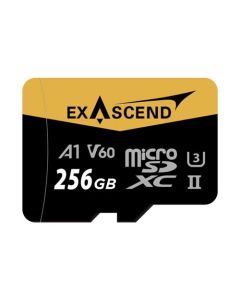 Exascend Catalyst MicroSD Card 256GB with Adapter, UHS-II / V60 / U3 / Class 10, Read:280 MB/s, Write:180 MB/s