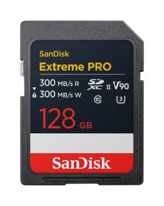 SanDisk Extreme PRO 128GB SDXC Memory Card, 300MB/s Read & Write speeds, 8K, V90, UHS-II