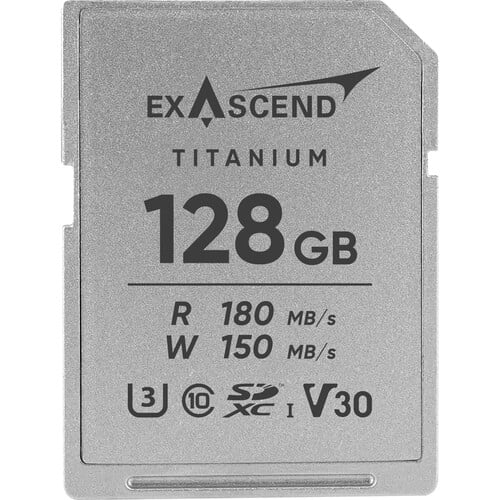 Exascend 128GB Titanium UHS-I SDXC Memory Card(Read:180MB/S, Write:150MB/S)