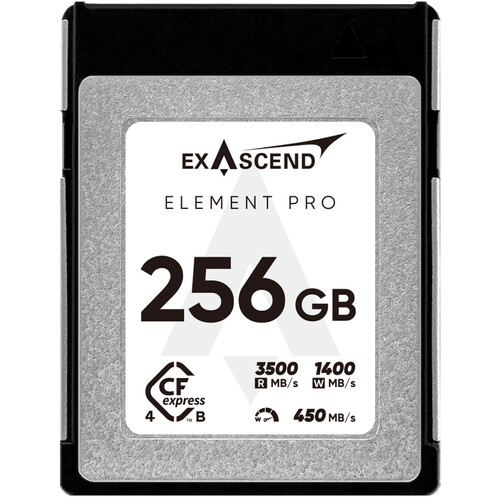 Exascend Element Pro CFexpress TypeB Card 256GB/ Read: 3500 MB/s, Write: 3100 MB/s