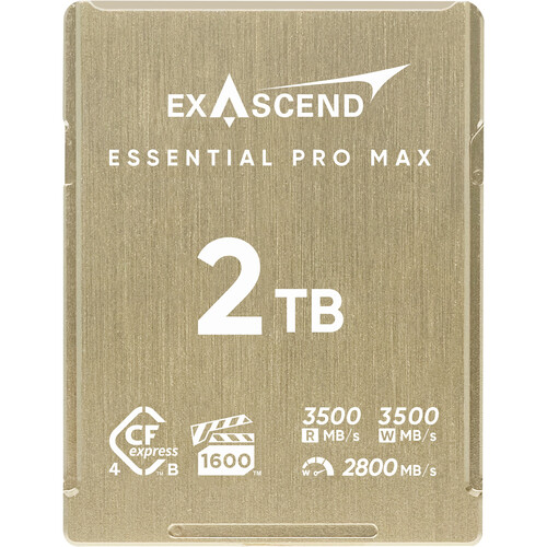 Exascend 2TB Essential Pro Max CFexpress 4.0 Type B Memory Card(Read:1750MB/S, Write:2800MB/S)