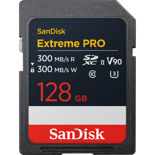 SanDisk Extreme PRO 128GB SDXC Memory Card, 300MB/s Read & Write speeds, 8K, V90, UHS-II